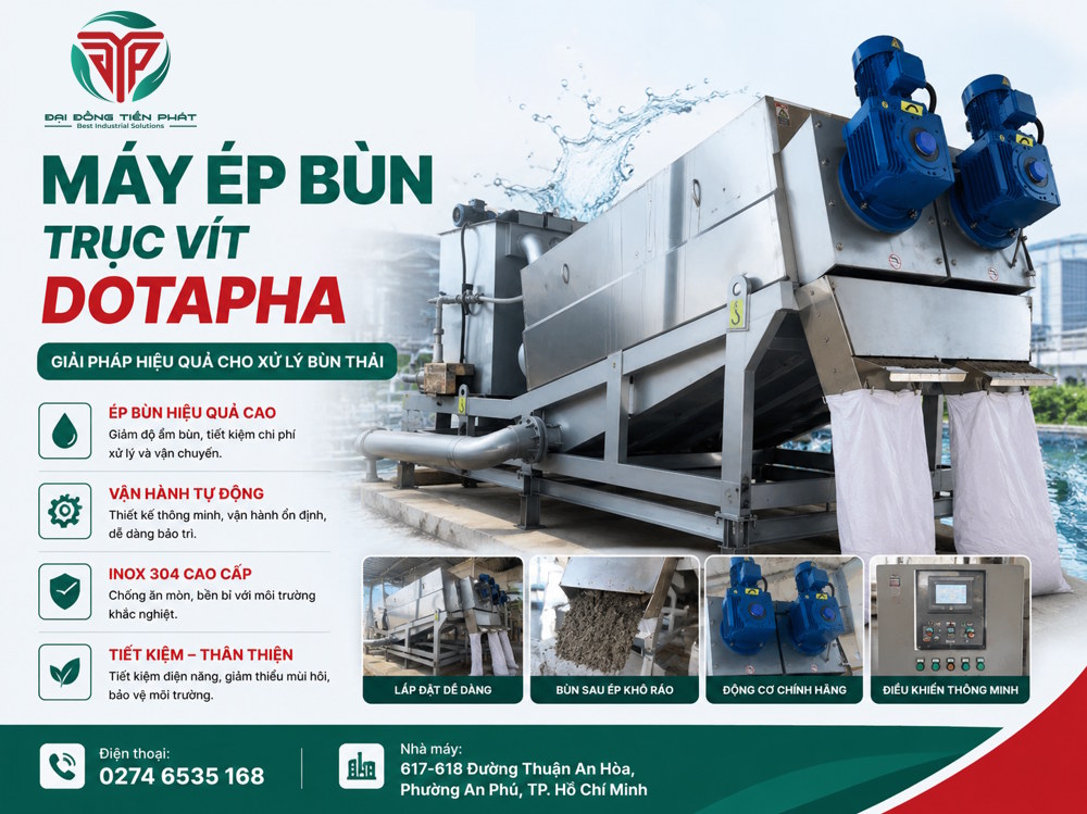 chọn mua máy ép bùn trục vít chất lượng cao tại Dotapha